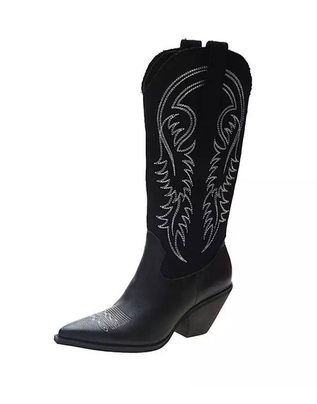 PU Leather Cowboy Boots - BEYAZURA.COM