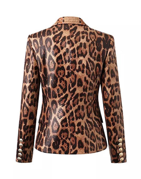 PU Leather Snake Pattern Blazer - BEYAZURA.COM