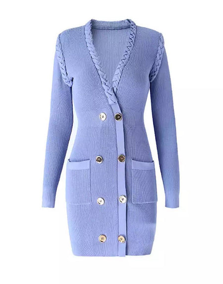 Purple Twist Knitted Dress - BEYAZURA.COM