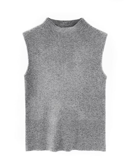 Ribbed Knit Sleeveless Top - BEYAZURA.COM