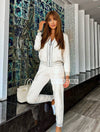Ribbed Knit Zipper Cardigan And Trouser Two Piece Set In Black - BEYAZURA.COM