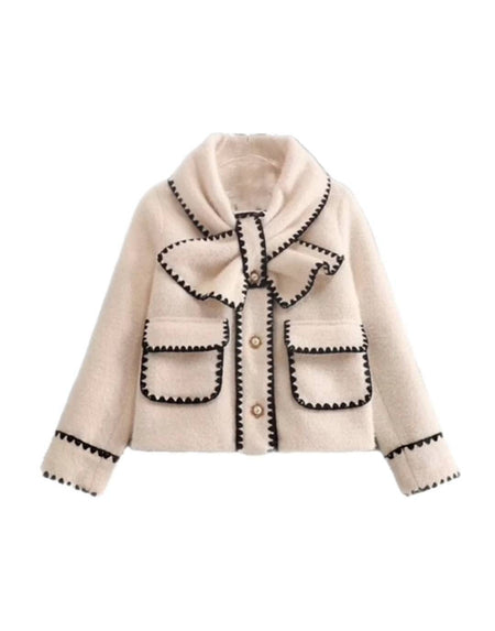 Short Coat With Contrast Edges - BEYAZURA.COM