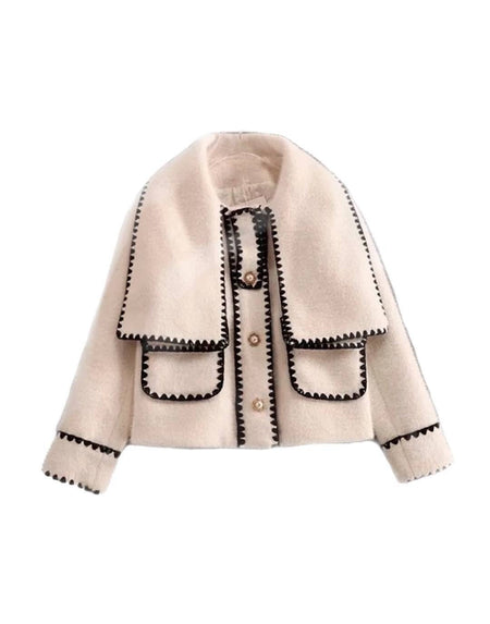 Short Coat With Contrast Edges - BEYAZURA.COM