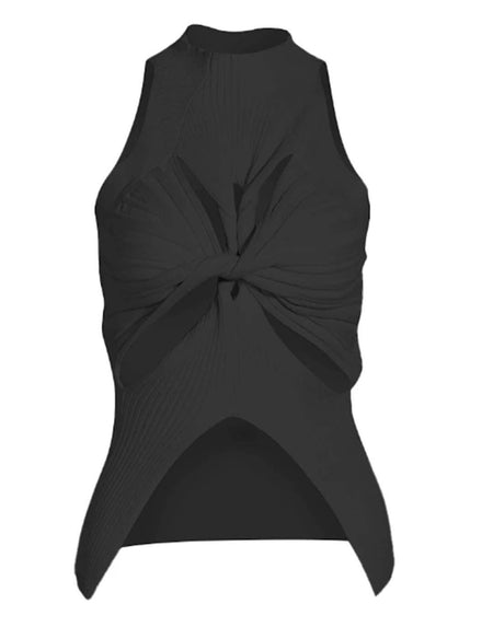 Sleeveless Cutout Sweater Top - BEYAZURA.COM