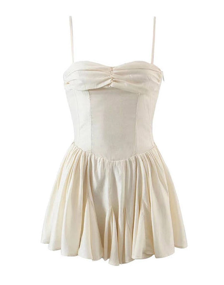 Slim Ruffle Spaghetti Strap Dress - BEYAZURA.COM