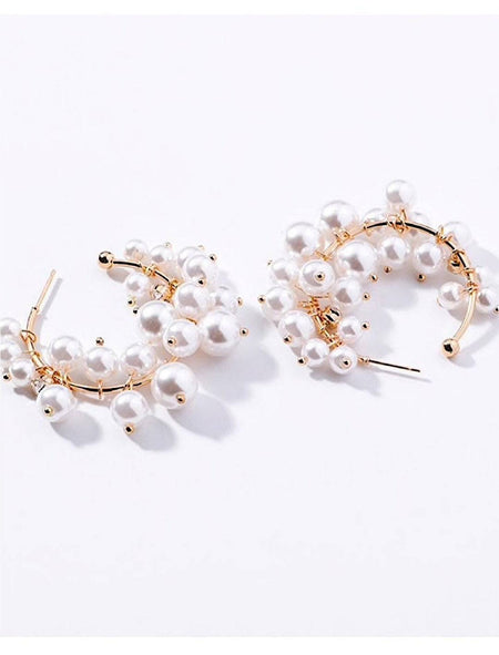 Small Pearl Hoop Earrings - BEYAZURA.COM