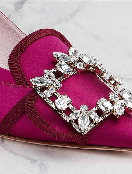 Square Heel Sling Black Satin Sandals - BEYAZURA.COM