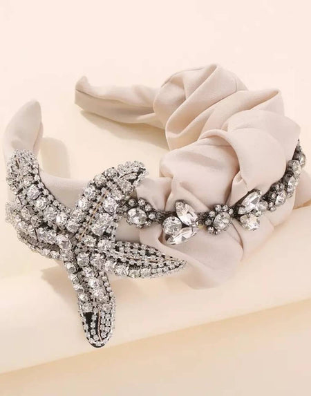 Starfish Draped Crystal Headband - BEYAZURA.COM