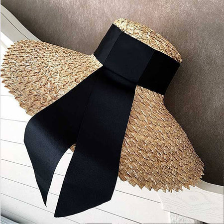 Straw Hat With Wide Sun Bream - BEYAZURA.COM