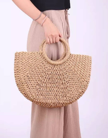 Straw Knitted Woven Bag - BEYAZURA.COM