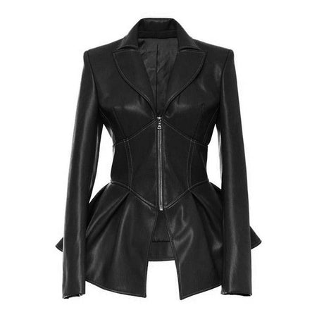Vegan Leather Corset Style Waist Jacket - BEYAZURA.COM