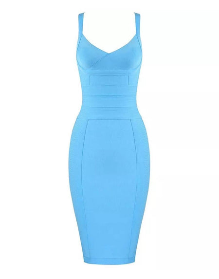 Zipper Back Strapped Bandage Mini Dress - BEYAZURA.COM
