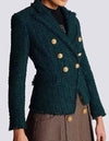 Green Gold Button Tweed Blazer - BEYAZURA.COM