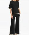 Scoop Neck And Cropped Pants Knit Loungewear Set In Black - BEYAZURA.COM