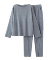 Ribbed Knit Sweater and Pants Two Piece Set - BEYAZURA.COM