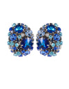 Round Crystal Multi Color Earrings With Clip - BEYAZURA.COM