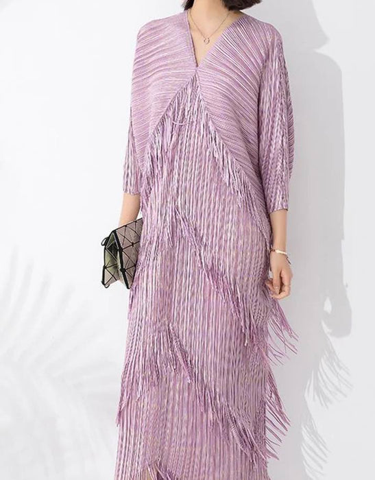 Asymmetrical Tassel Pleated Dress Beyazura.com Asymmetrical Tassel Pleated Dress Beyazura.com