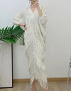 Asymmetrical Tassel Pleated Dress - BEYAZURA.COM