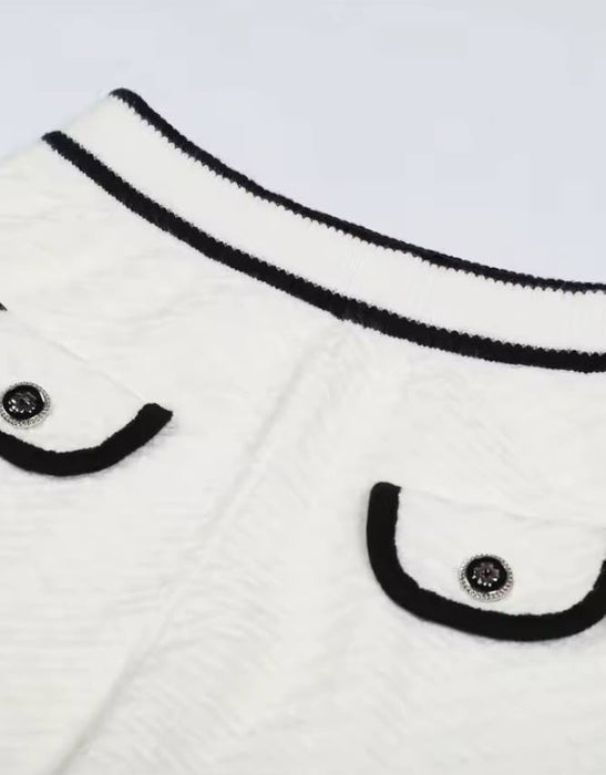 Color Blocked Knitted Sweater With Long Pants