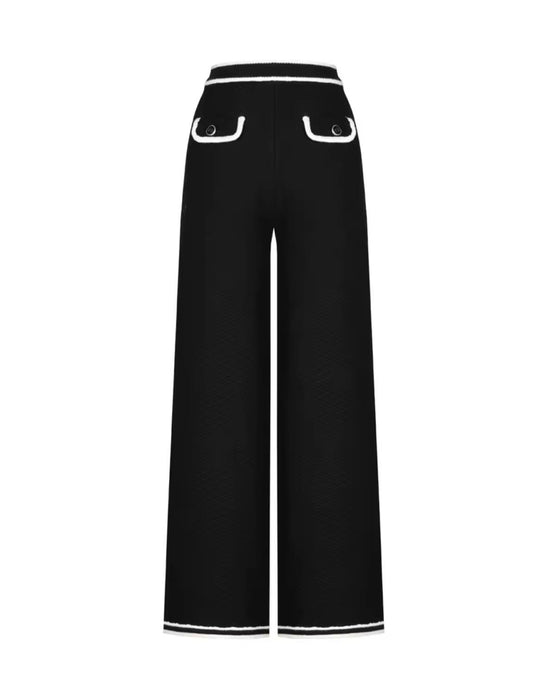 Color Blocked Knitted Sweater With Long Pants