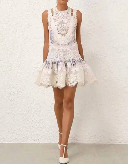 Ivory Two Piece Lace Dress - BEYAZURA.COM