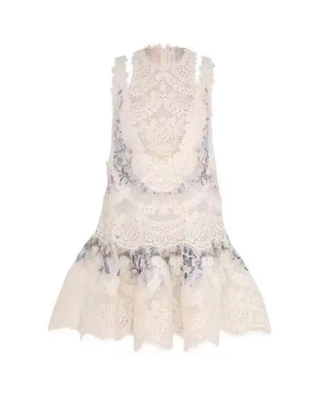 Ivory Two Piece Lace Dress - BEYAZURA.COM