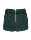 Green Gold Button Tweed Shorts - BEYAZURA.COM