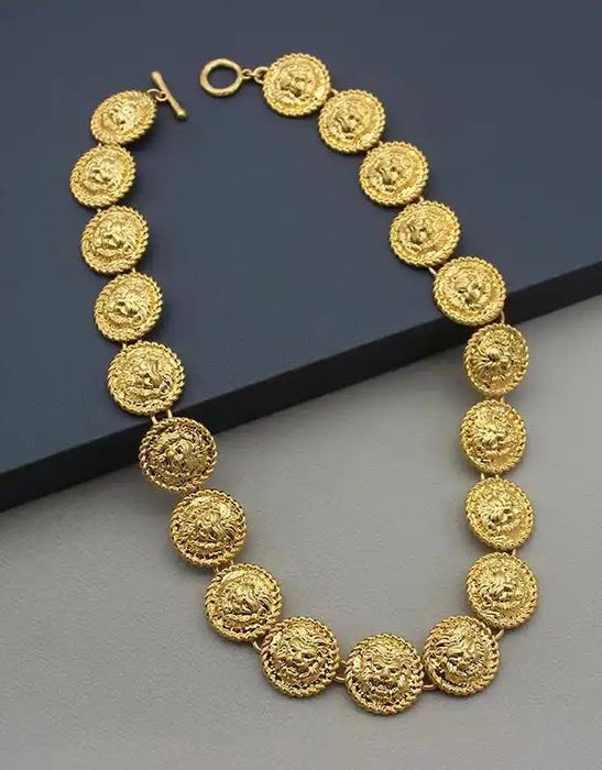 Round Lion Head Golden Jewelry
