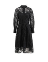 Black Button Down Lace Midi Dress - BEYAZURA.COM