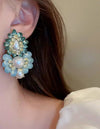 Flower Dangle Blue Earrings - BEYAZURA.COM