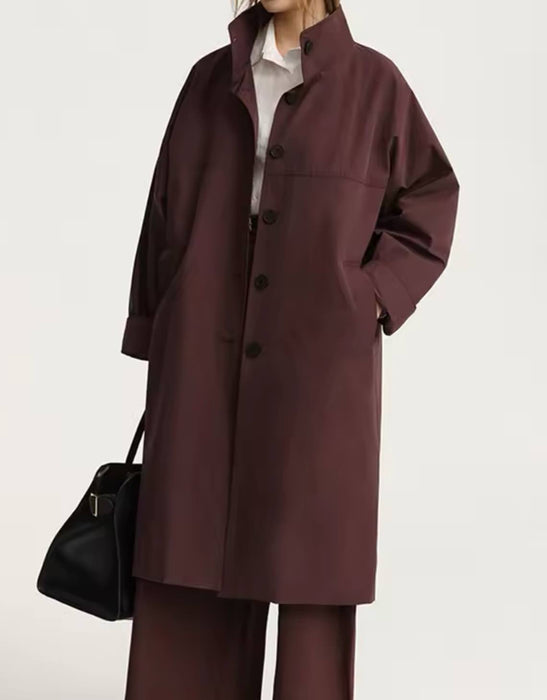 Burgandy Oversized Trench Coat