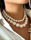 Double Pearl Short Necklace - BEYAZURA.COM