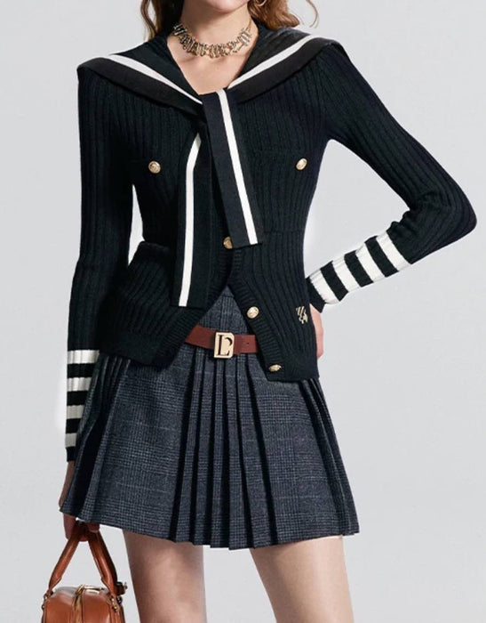 Sailor Collar Sweater in Navy Blue