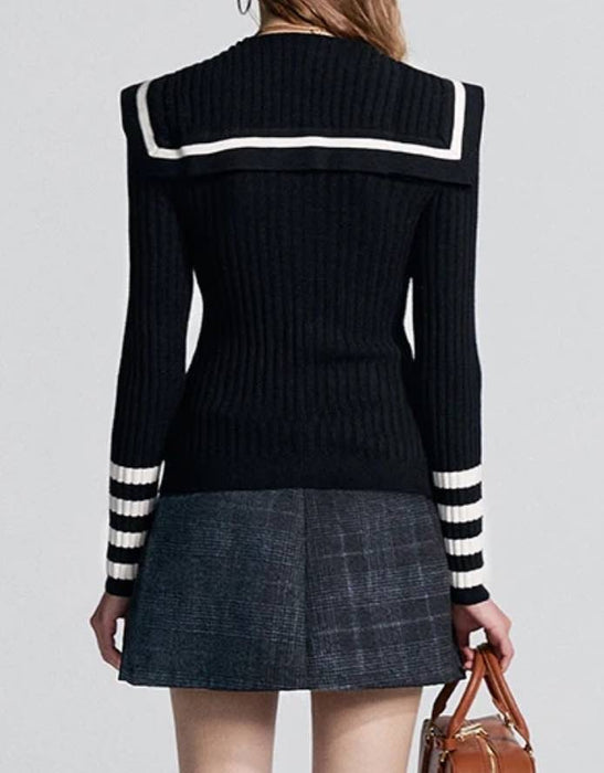 Sailor Collar Sweater in Navy Blue