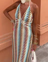 Colorful Crochet Long Dress - BEYAZURA.COM