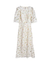 White Flower Embroidery Long Dress - BEYAZURA.COM