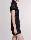 Black Sequin Embroidery Mini Dress - BEYAZURA.COM