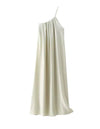 Beige Asymmetric Neck Loose Long Dress - BEYAZURA.COM