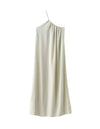 Beige Asymmetric Neck Loose Long Dress - BEYAZURA.COM