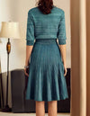 Elegant Knitted Midi Skirt And Long Sleeve Top Set - BEYAZURA.COM