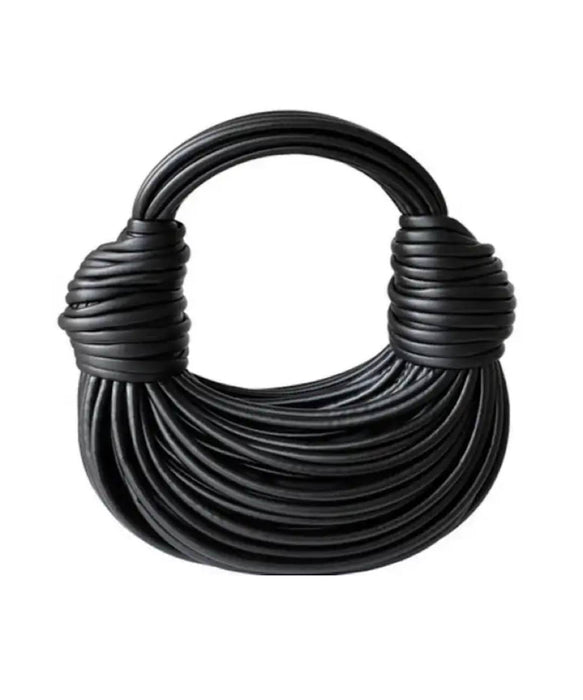 Noodle Rope Knotted Hobo Handbag In Black - BEYAZURA.COM