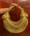 Noodle Rope Knotted Hobo Handbag In Gold - BEYAZURA.COM