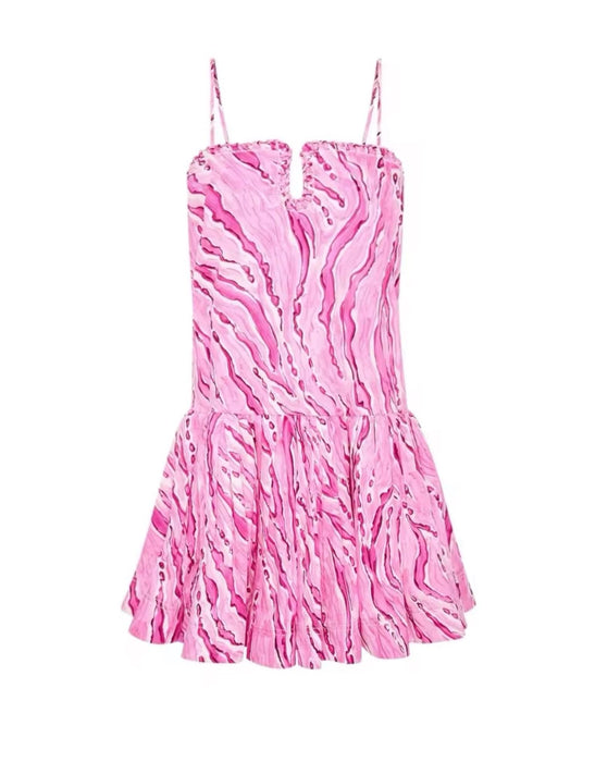 Loose Flared Ruffle Short Dress - BEYAZURA.COM