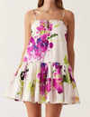 Loose Flared Ruffle Short Dress - BEYAZURA.COM