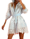 

Lace Short Shirt Dress - BEYAZURA.COM