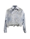 Blue Laced Cropped Shirt - BEYAZURA.COM
