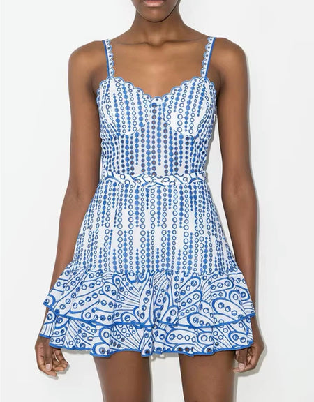 

Ruffle Short Embroidery Summer Dress - BEYAZURA.COM