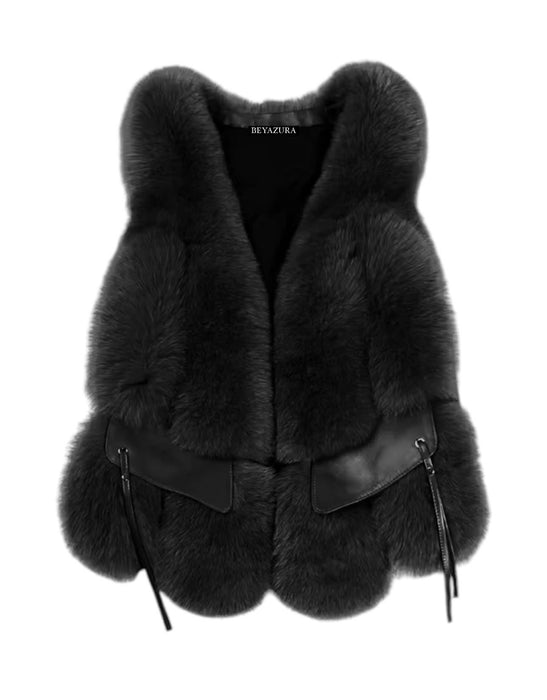 Genuine Fox Fur Sleeveless Waistcoat