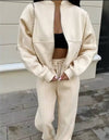 
Beige Tracksuit With Pants And Matching Zip Up Cardigan - BEYAZURA.COM