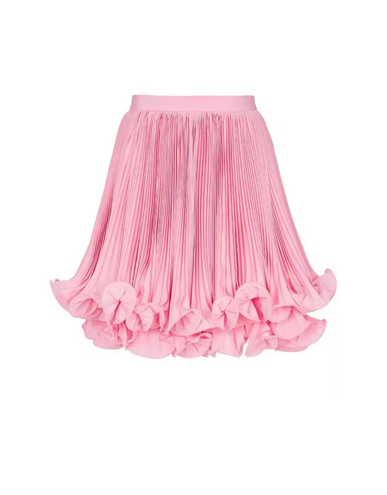 
Pink Flowy Short Jersey Skirt - BEYAZURA.COM